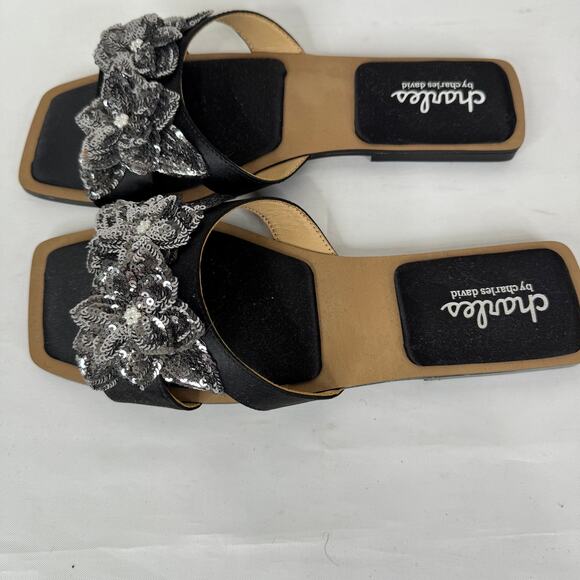 Charles David Ordly Slide Sandal Sparkling Sequins Floral Appliqués Size 8.5 - Picture 7 of 9